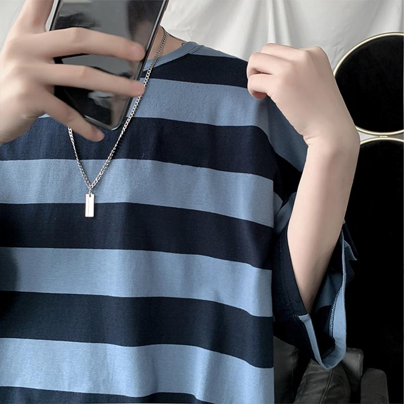 Product Introduction of Vintage striped T-shirt men's clothing Korean-style comfortable fine cloth fashion unisex clothes 28