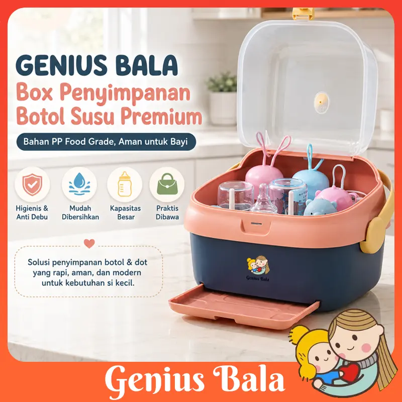 Genius Bala Rak Piring Perlengkapan Bayi Rak Pengering Botol Bayi Anak Pengering Plastik Serbaguna