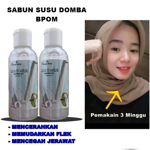 Sabun Susu Domba Cair dengan White Vit C dan Pemutih Wajah untuk Memudarkan Bekas Jerawat dan Flek Hitam