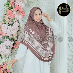 Kesya789 Hijab Bergo Instan Daily Jersey Motif Printing Bunga Azizah uk jumbo xxl