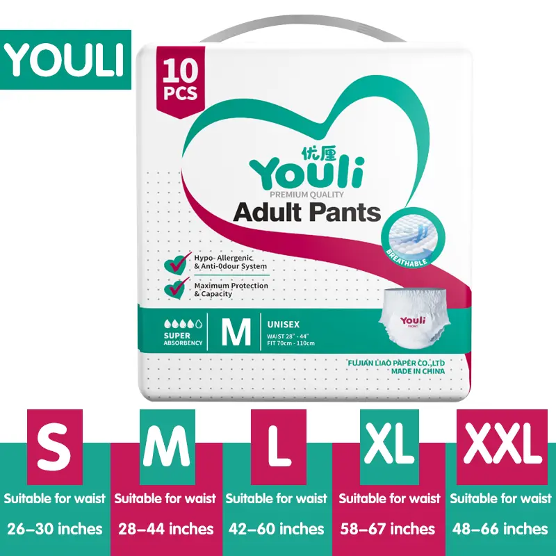 YOULI Breathable Adult Diaper - M/L/XL (2000ml x 10 Pcs)