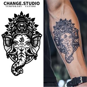 รอยสักชั่วคราว ดีไซน์รอยสักเทพเจ้าช้าง ติดทนนาน 15 วัน กันน้ำ ไม่กลัวแรงเสียดทาน สติ๊กเกอร์รอยสัก