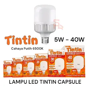Tintin Lampu LED Capsule 5W-40W Cahaya Putih 6500K Hemat Energi Bohlam Murah