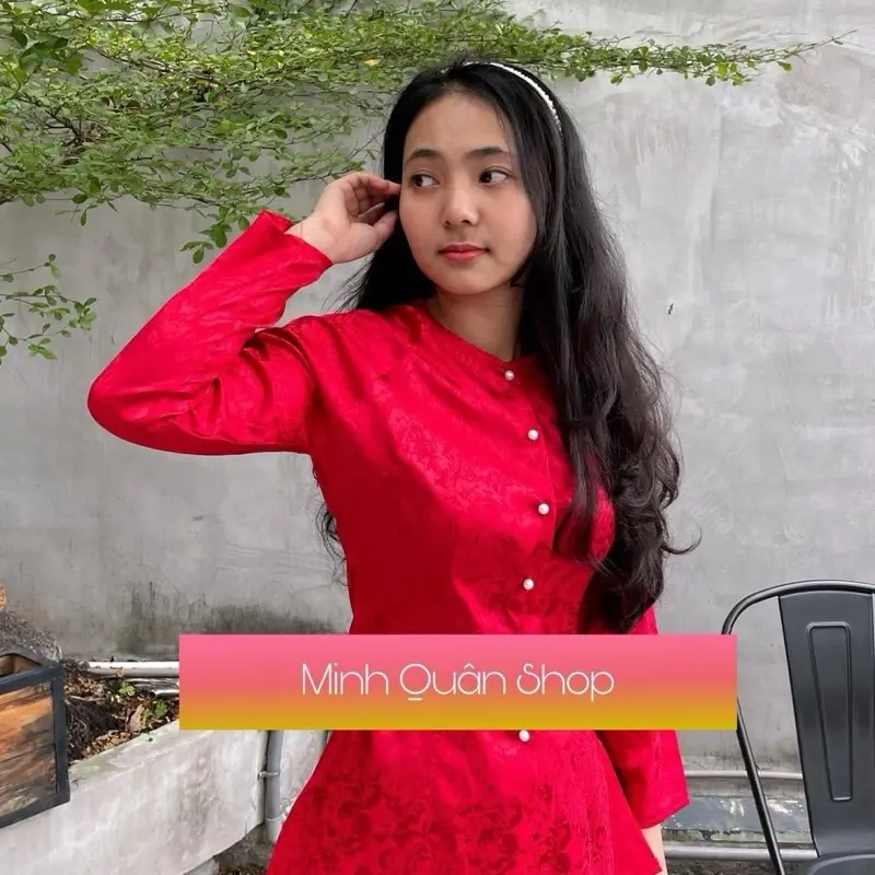 Bộ bà ba gấm hoa mẫu đơn,form chuẩn, tôn dáng, áo nữ - Chất liệu gấm đẹp - Nhung, Voi Women Top Kem Wine Knot Dress Sen [G4]