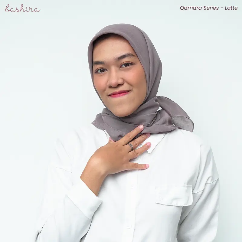 Bashira Hijab - Qamara Series - Latte (Hijab Polos Segi Empat - Paris Premium) 0