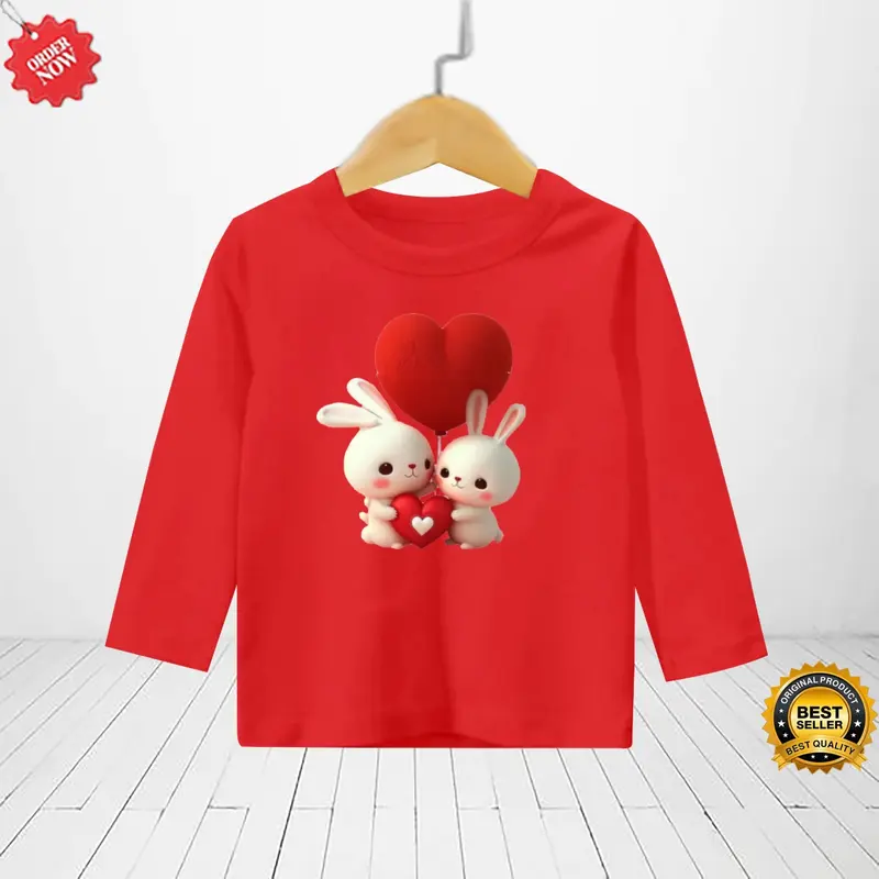 kaos motif rabbit/pakaian anak perempuan lengan panjang umur 1-12 tahun 086 1