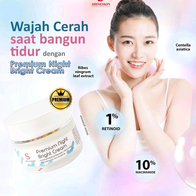 Shineskin Premium night brightening cream Mencerahkan  Wajah Niacinamide 3