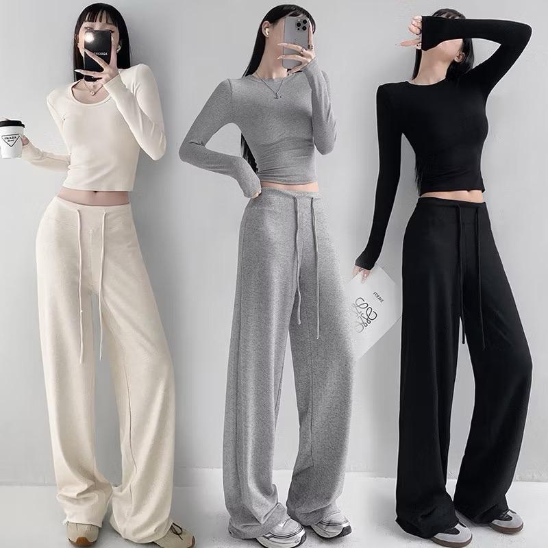   DEAL MỞ BÁN - Có phiên bản cho nấm  Quần ống suông rộng cạp 7 phân chất len tăm lông thỏ cotton co dãn thoải mái 