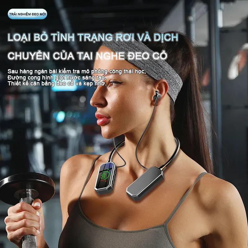 Tai nghe Bluetooth dây đeo Cổ mới, không dây, có thẻ TF, thời lượng pin cực dài, nửa trong tai và trong tai, âm thanh thể thao và nhập vai 2