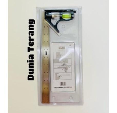 SIKU TUKANG WATERPASS IGM 12in - Grafir Penggaris Siku Waterpas L 12 inci Mistar Siku Kombinasi Siku Bangunan 30 cm Siku Waterpass Multiguna IGM IS-019 3