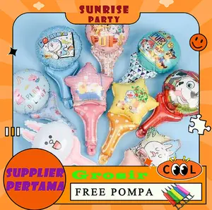 10pcs/30pcs/50pcs/Balon pentungan lucu/Labubu/Melody/Kuromi/Hewan/Free pompa