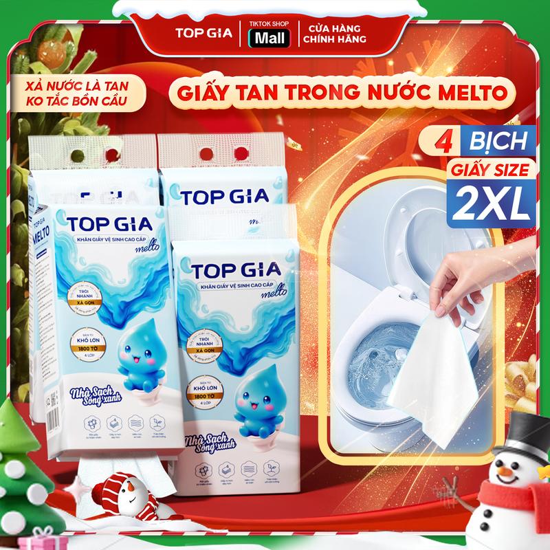   TAN SẠCH - CHỐNG TẮC  4 Bịch Khăn Giấy Vệ Sinh Tan Trong Nước TOPGIA Không Tắc Bồn Cầu MELTO 1800 Tờ 4 Lớp Mềm Mịn Tan Nhanh Sạch Sẽ Đảm Bảo Vệ Sinh Khăn Giấy Vệ Sinh Cao Cấp TopGia  GTTN   #giayvesinh #giaytantrongnuoc #giayrutday #topgia #giaytan 