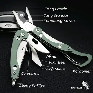 Knifezer Tang Pisau Obeng Kombinasi Swiss Knife Pocket EDC Multitool - A3009
