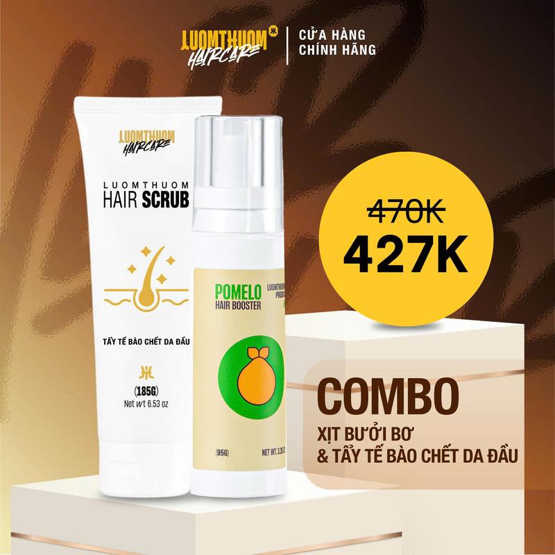 Combo Xịt Mọc Tóc Bưởi Bơ & Tẩy Tế Bào Chết Da Đầu Luomthuom Haircare - Kích Mọc Tóc, Detox Da Đầu Chính Hãng