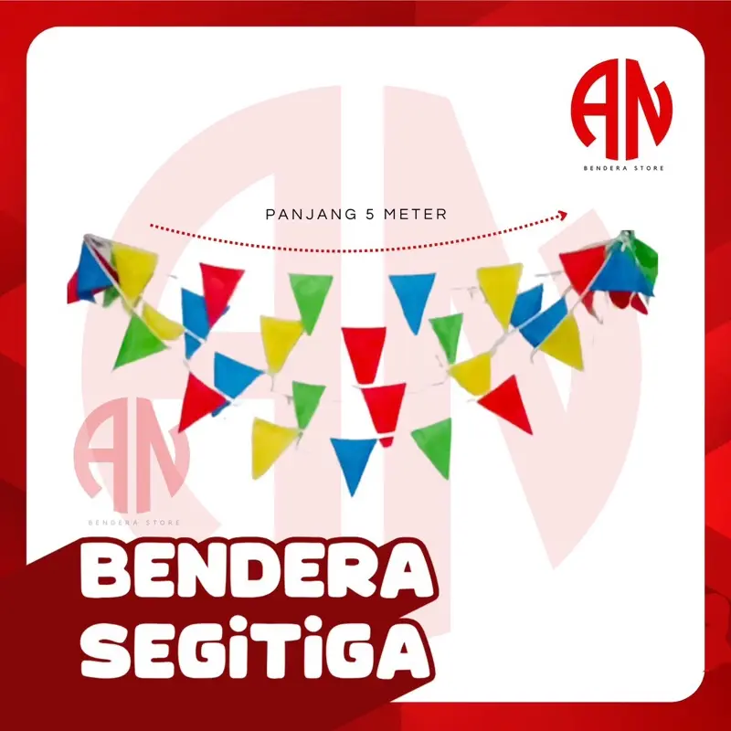 BENDERA SEGITIGA MERAH PUTIH/BENDERA SEGITIGA MERAH PUTIH PANJANG 5METER/BENDERA RENCENG SEGITIGA 1