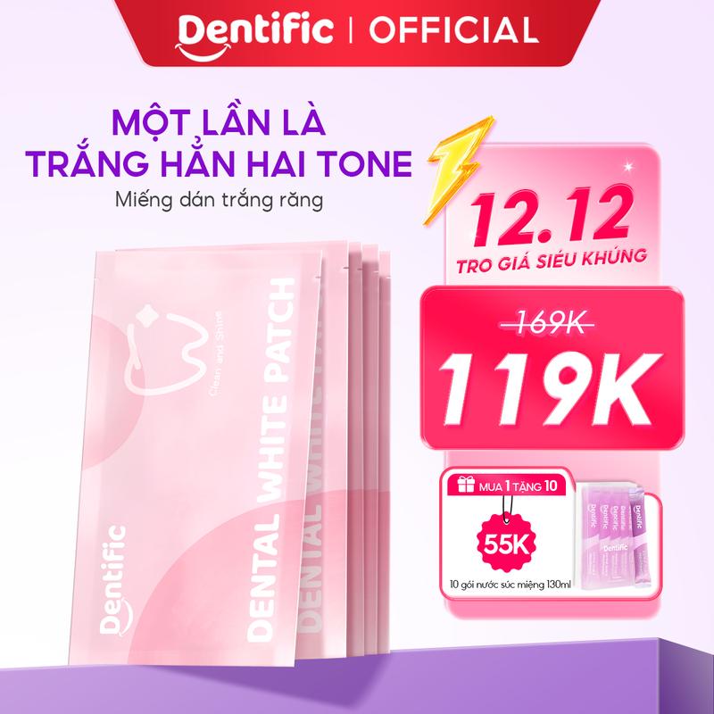 MỚI Miếng dán hỗ trợ trắng răng Dentific sạch mảng bám hỗ trợ cải thiện ố vàng răng miệng an toàn men răng