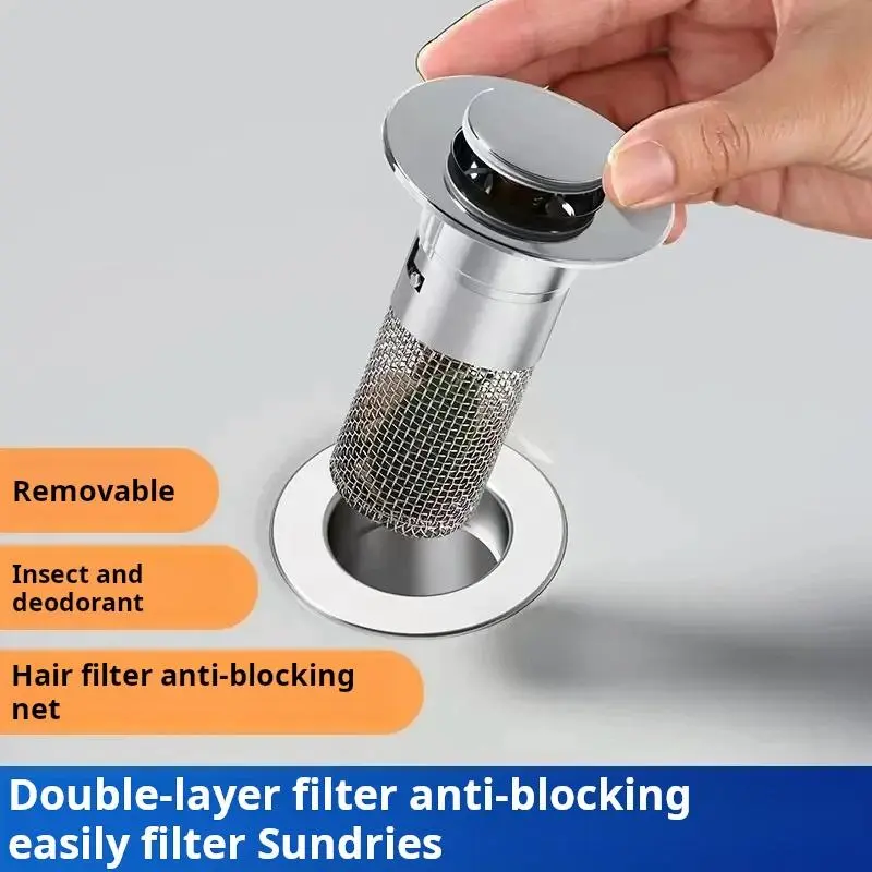Revolutionize Your Sink Leak-proof Plug, Bounce Back, Drain Pipe, etc. Goodbye Sink Problems Sink Filter Press Insect-proof Odor-proof Anti-clogging