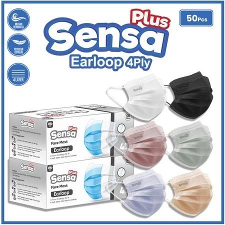 MASKER EARLOOP SENSA 4PLY 50PCS/BOX PART 2 - E sensa 4ply hitam