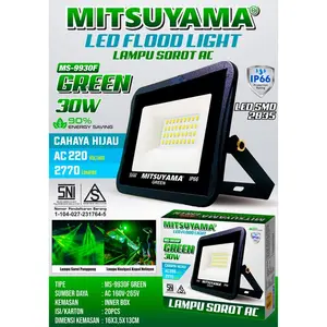 Mitsuyama Lampu Sorot Nelayan Hijau 30 Watt LED Floodlight Waterproof IP66 MS-9930FG Cahaya Terang untuk Kapal Jalan Toko Taman Kafe Kolam