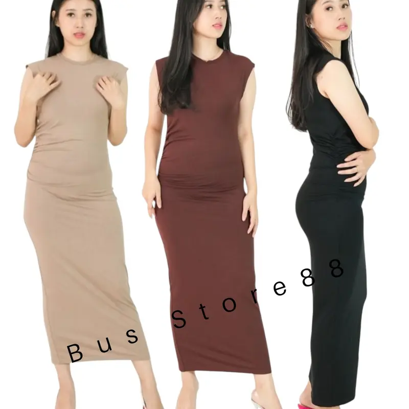 INNER DRESS KNIT  MANGGO SUPER PREMIUM/ INNER DRESS PANJANG KNIT/ INNER DRESS WANITA Gaun Outer Dewasa Melar Tebal Gamis Muslim Hitam Atasan Simple Pesta Remaja Shakila Mewah Casual 0