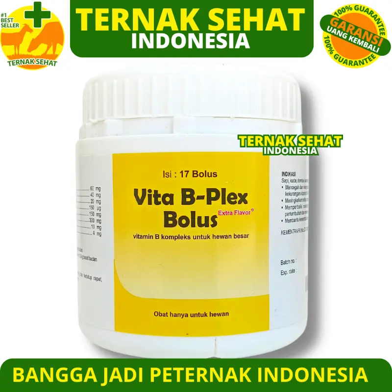 VITA B PLEX BOLUS 1 POT (17 BOLUS) MEDION - Vitamin B Complex Bolus Untuk Ternak Sapi Kambing Domba 0