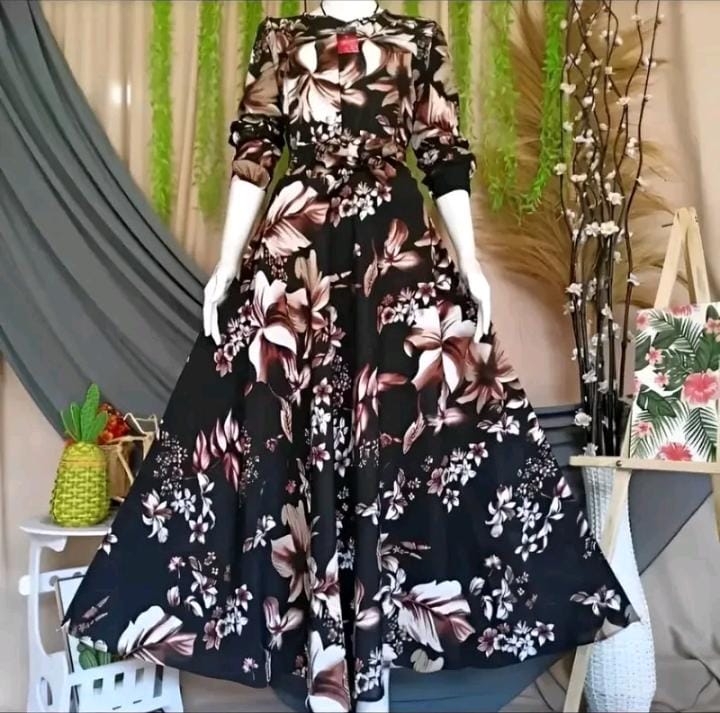TERLARIS!! Gamis monalisa motif bunga kaerina maxxi bussui frendly pollycoton premium Gamis wanita muslimah