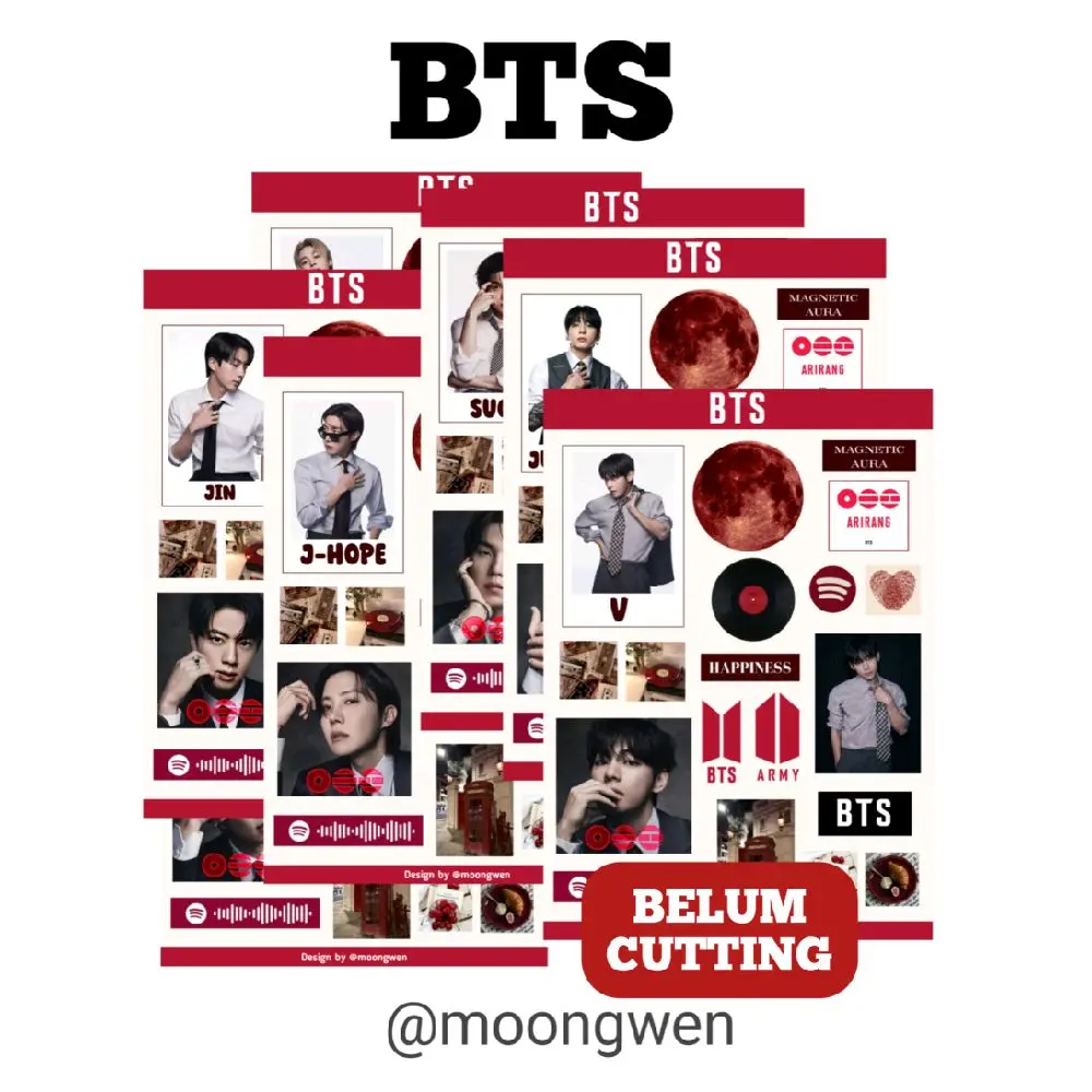 BTS (Idol K-pop) - Stiker aesthetic ukuran A6, BELUM CUTTING