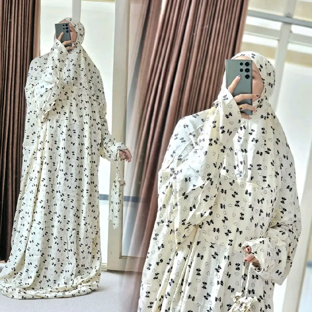 Mukena Hadramaut Motif New Coquette Pita Lajuran Terusan Rayon Premium