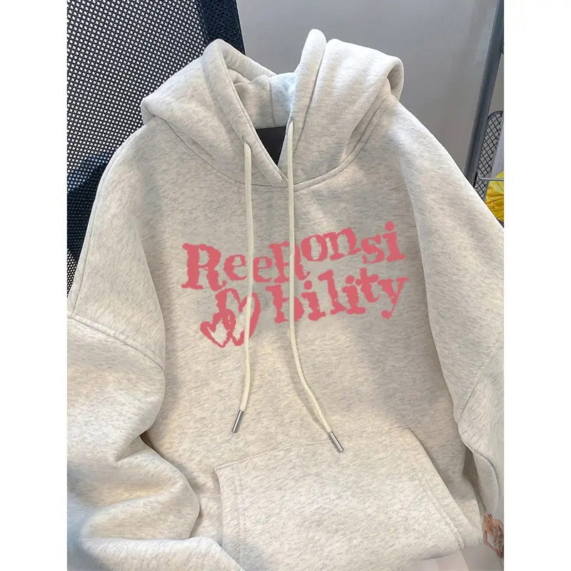 Sweter Leher Bulat Pola Huruf Katun Murni Baru Sweter Wanita Gaya Korea Atasan Sweter Longgar Serbaguna Baju Kaos Tebal Panjang 3