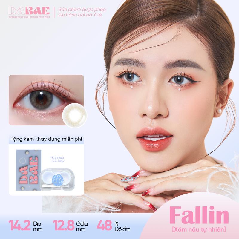 Lens cận DABAE mắt kính áp tròng màu xám nâu tự nhiên không viền 3 tháng DIA 14.2mm có độ 0-8 FALLIN