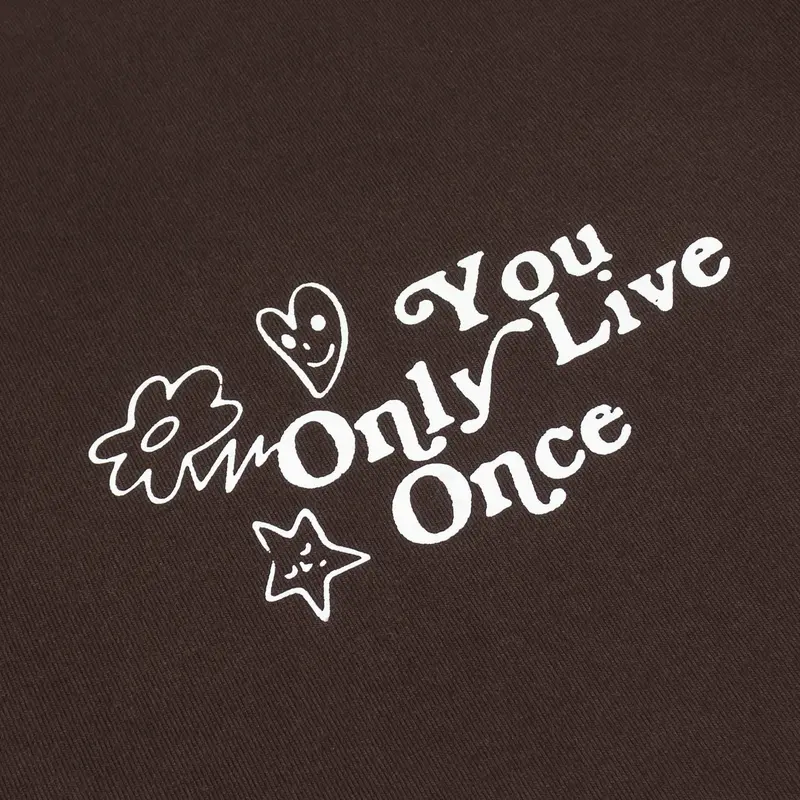 Eudaimonia - Boxy Fit Oversize Tee Print You Only Live Once Dark Brown Cotton Combed 2