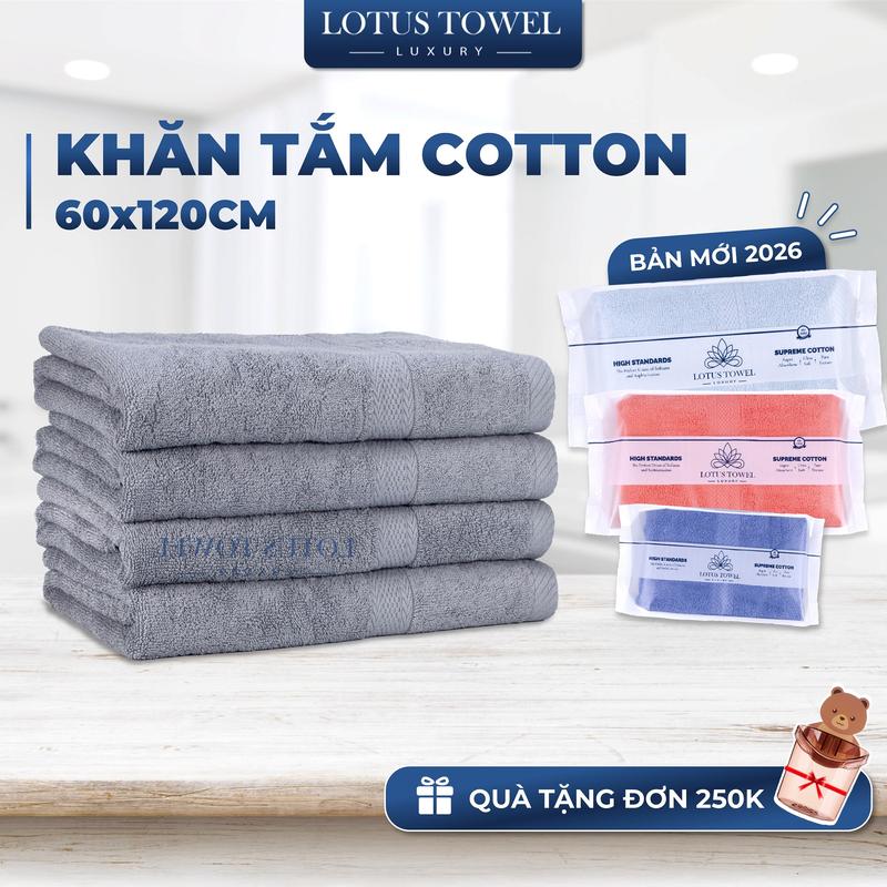  Khăn Tắm LOTUS TOWEL 60x120cm Làm Từ Sợi Cotton Cao Cấp Mềm Mịn Thấm Hút Không Ra Màu Nhà Tắm 
