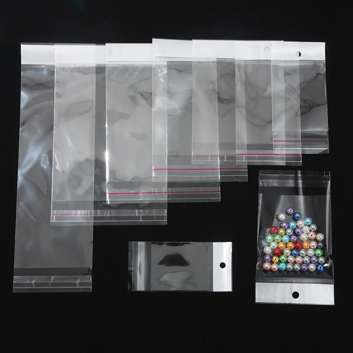 Beadia [100-lbr] Plastik OPP Kaca Bening Souvenir, Mainan uk. 7, 8, 9 X 10 Hangtag, Perlize, Plastik Gantung Display Perlize Kemasan