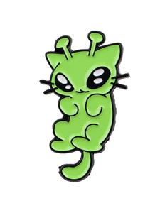 Insignia adorable de gato alienígena estilo caricatura, alfiler único para hombres y mujeres como adorno en la ropa de moda diaria, regalo perfecto para amantes de los gatos