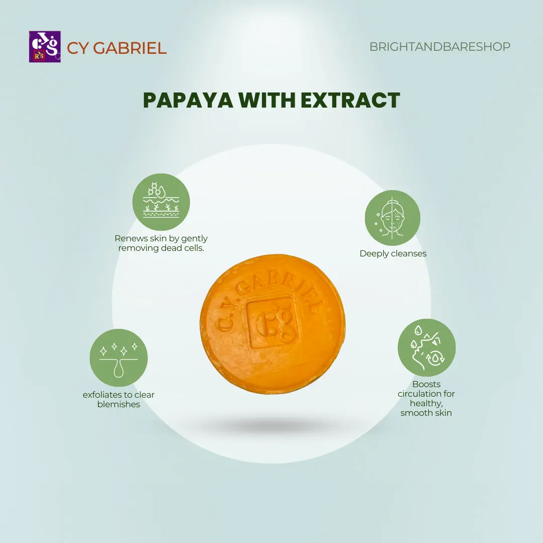 CY Gabriel Papaya soap 135g exfoliating and whitening soap brightening soap effective whitening soap good for dark spots FDA Approved GMP Certified - TikTok Shop Philippines CY Gabriel Papaya soap 135g exfoliating and whitening soap brightening soap effective whitening soap good for dark spots FDA Approved GMP Certified - TikTok Shop Philippines