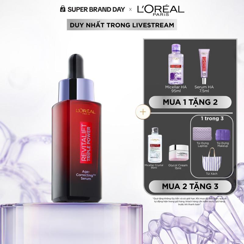 [SALE NGÀY CUỐI] Dưỡng chất serum với ba loại peptides giúp giảm nhăn & tăng độ săn chắc da L'Oréal Paris Revitalift Triple Power 30ml