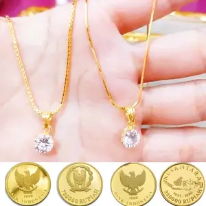 kalung liontin mata satu bahan koin asli tidak luntur Elegan Perhiasan