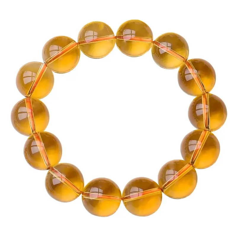 Pure natural citrine bracelet, authentic collection level 9A level violent yellow, replenishing soil and gold, this year of fortune bracelet