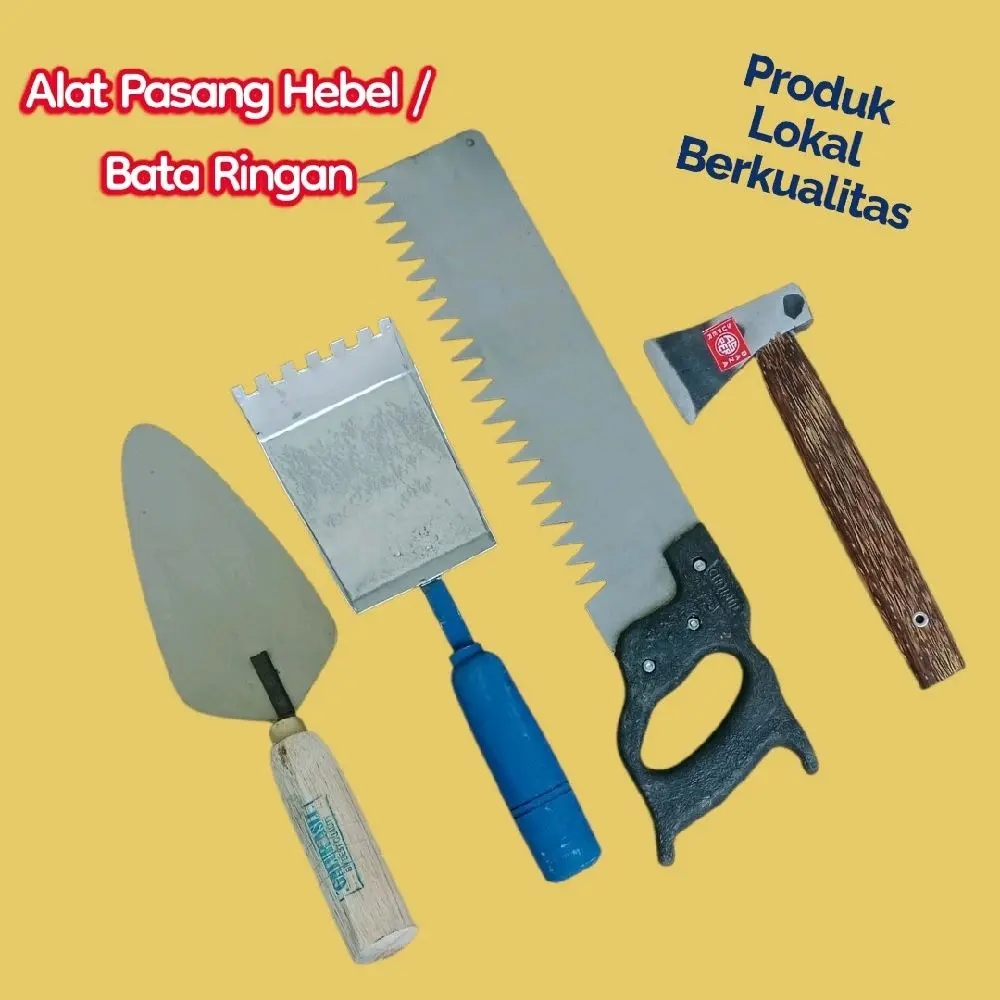 Alat Pasang Hebel - Cetok Hebel Jumbo, Gergaji Hebel, Kampak Tukang, Sendok Semen Galur Asli 20cm