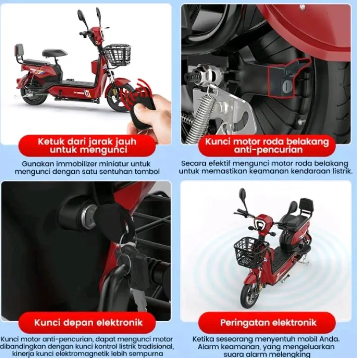 Geekman Sepeda Listrik Dewasa 48v 12ah 150kg Garansi Resmi-Merah 3