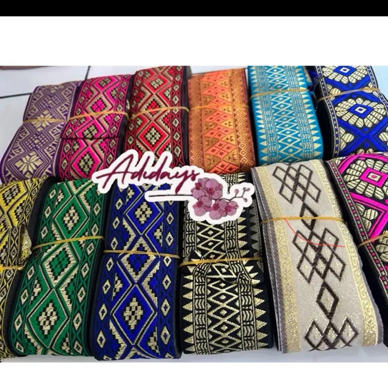 Ethnic Ribbon trimmings/ brocade lace jacquard fabric 2 inches wide / 7 yards