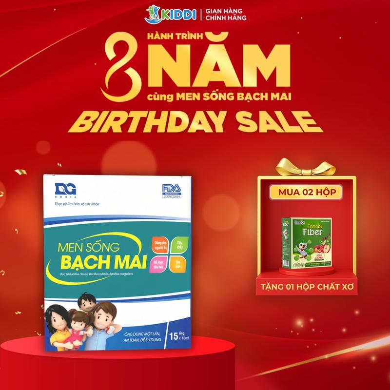   Tặng Quà  Men Sống Bạch Mai DG DOGIA Bổ Sung Lợi Khuẩn - Men Vi Sinh Hỗ Trợ Giảm Rối Loạn Tiêu Hóa Phù Hợp Cho Cả Gia Đình - Hộp 15 20 Ống*10ML 