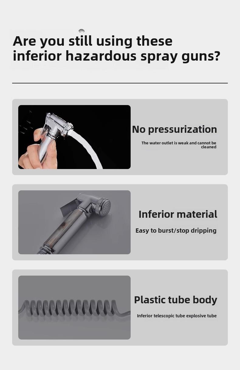 Product Introduction of Toilet flushing spray gun, household bathroom, toilet booster nozzle, high-pressure cleaning water gun (without bracket) 1