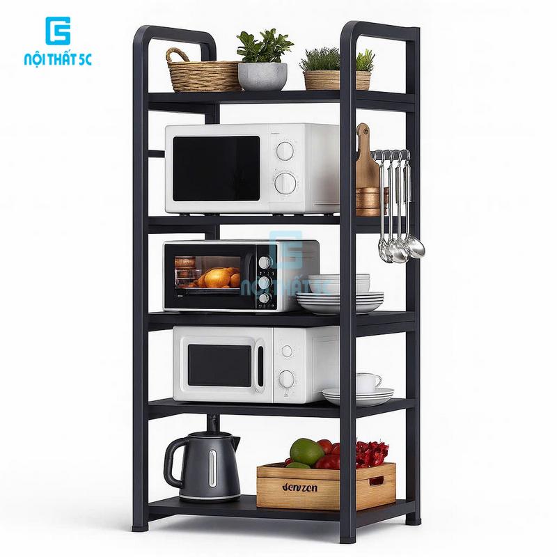Kệ đa năng kệ để đồ nhà bếp Kitchen nhiều tầng khung sắt sơn tĩnh điện chắc chắn mặt kệ làm bằng chất liệu gỗ công nghiệp MDF chống trầy xước và thân thiện với môi trường không có bánh xe NỘI THẤT 5C