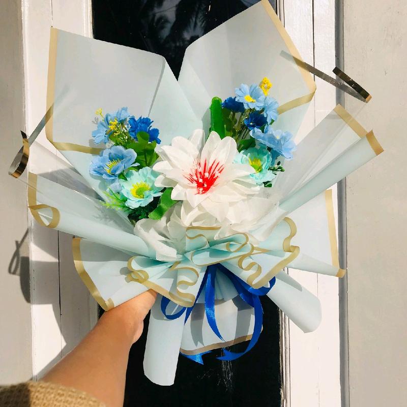BUKET BUNGA CANTIK / BUKET BUNGA AESTHETIC TIPE SKYBLUE / BUKET BUNGA HADIAH ANNIVERSARY 9