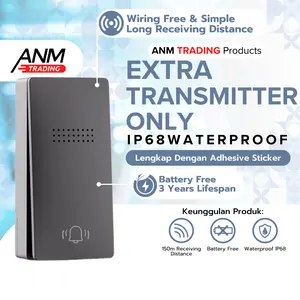 [ANM TRADING] Extra Transmitter Self Powered Wireless Door Bell Waterproof IP-68