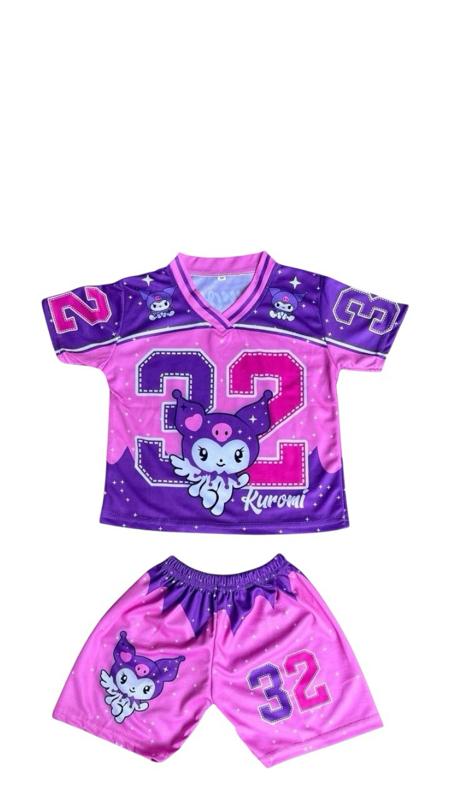 Setelan Jersey celana pendek perempuan kuromi 32 buat anak 2-8 tahun