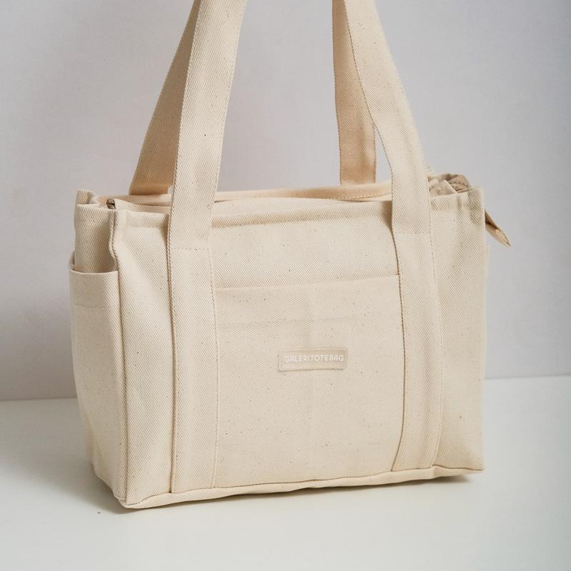 GREIGE 3 SAKU TOTEBAG KANVAS POLOS/ TOTEBAG/ TOTE BAG PRIA/ TOTE BAG WANITA 3