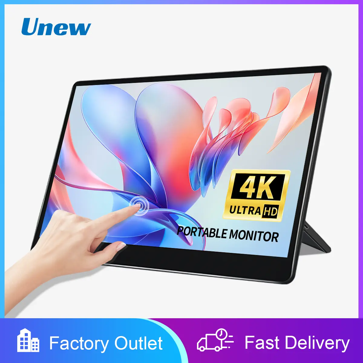 Unew 15.6 inch 4K Portable Monitor IPS 3840x2160 UHD External Touch Screen Mobile LCD Display USB-C HDMI for Phone Laptop PC Xbox Switch PS 4 5