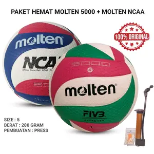 Paket Bola Voli Molten 5000 Original Bola Voli Molten NCAA Bola Voli Original Olahraga Voli Outdoor Ball